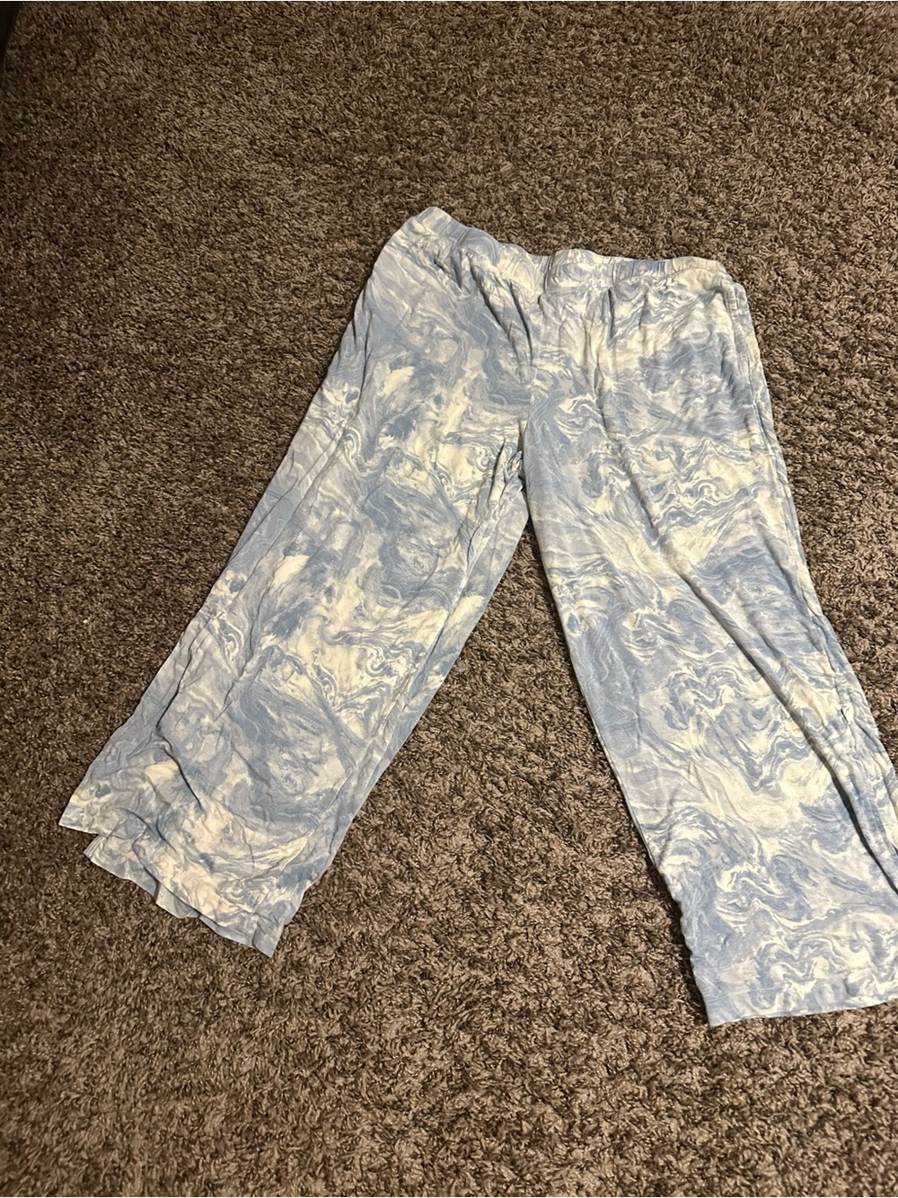 Soma Blue and White Marble-Print Pajama Pants